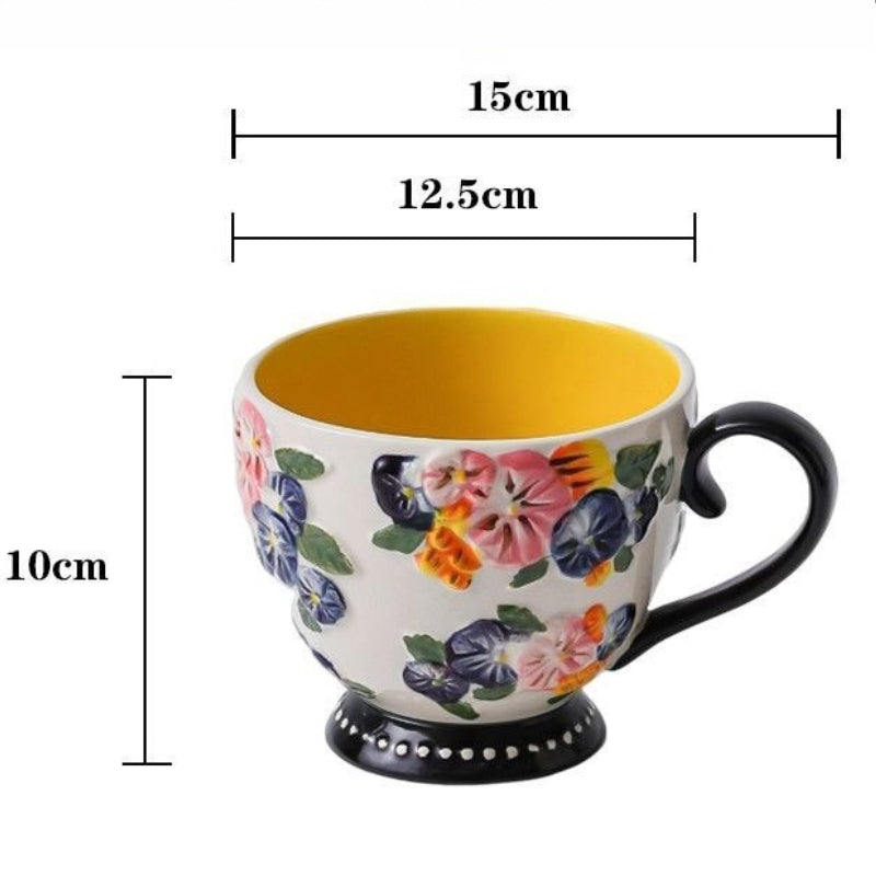 Embossed Floral Breakfast Mug