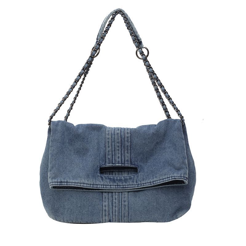 Slouchy Denim Chain Shoulder Bag