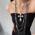 Layered Punk Cross Necklace - Modomu