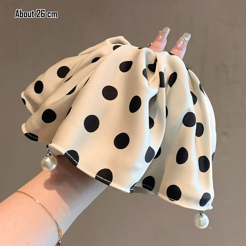Polka Dot Satin Scrunchie
