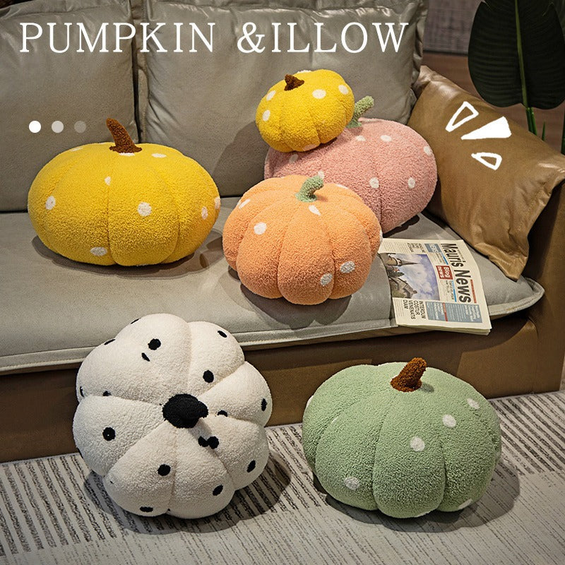 Polka Dot Pumpkin Throw Pillow