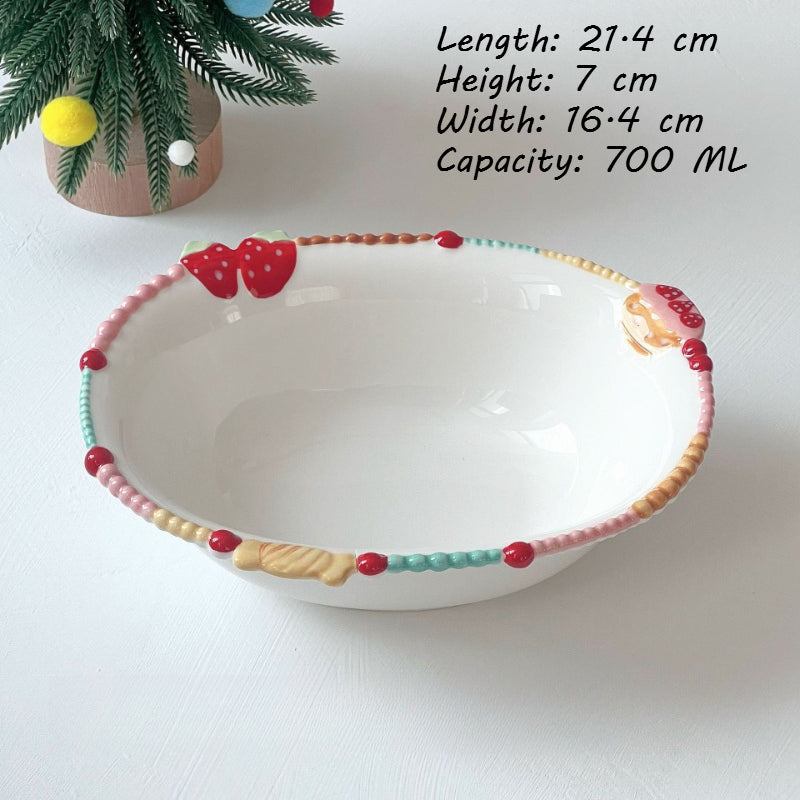 Retro Beaded Ceramic Dessert Bowl - Modomu