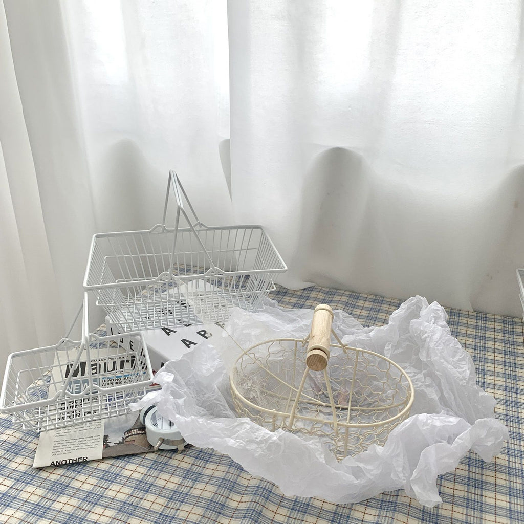 Wire Storage Basket with Handle