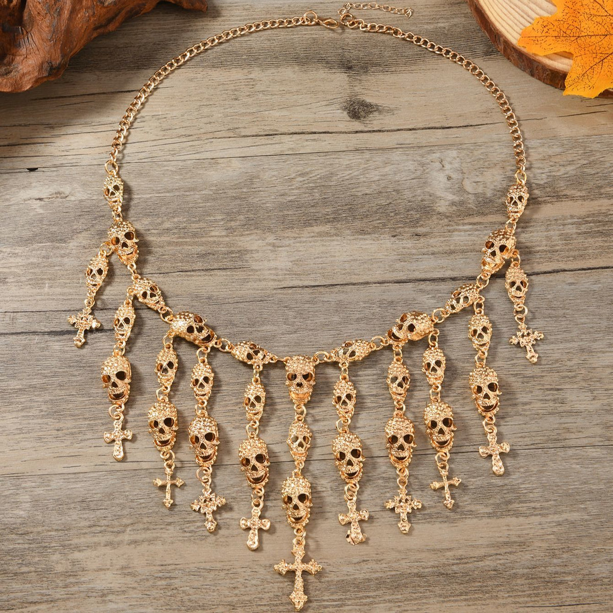 Layered Skull Bib Necklace