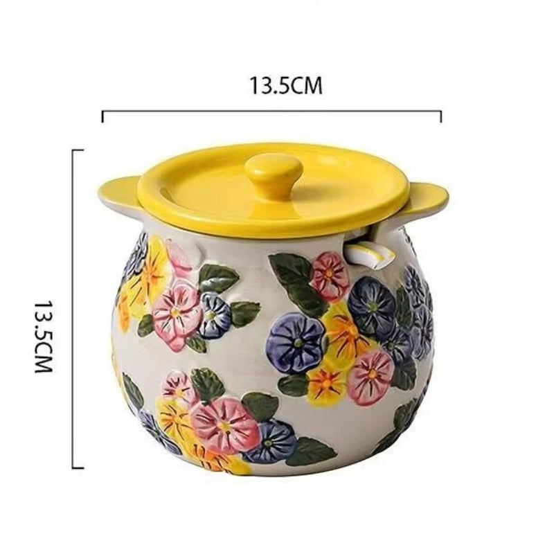 Embossed Floral Condiment Jar