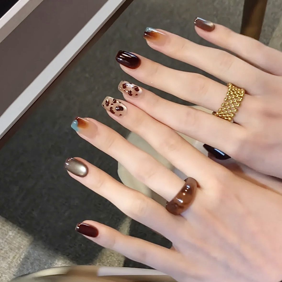 Leopard Cat Eye False Nails - Modomu