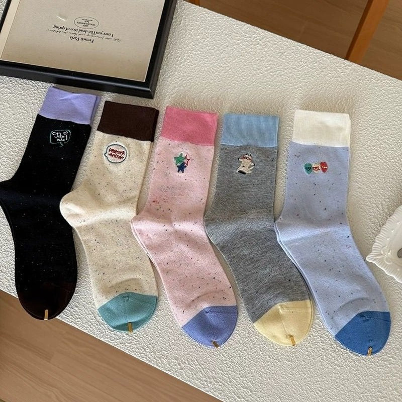 Cute Contrast Mid Leg Socks