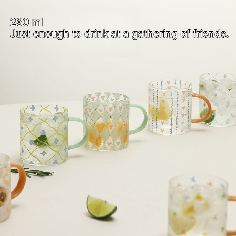 Patterned Clear Handled Mug