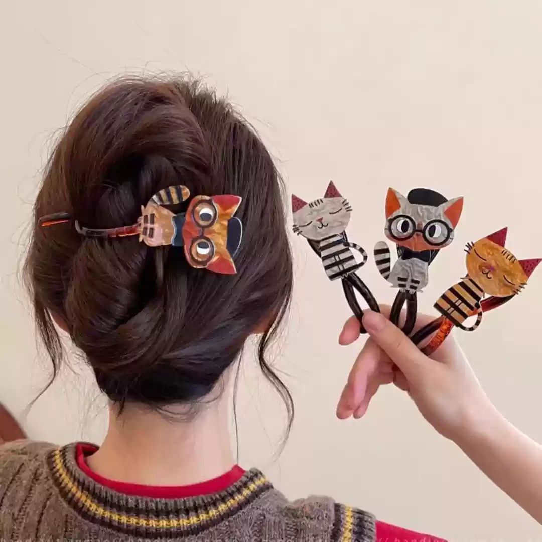 Cartoon Cat Twist Hair Clip