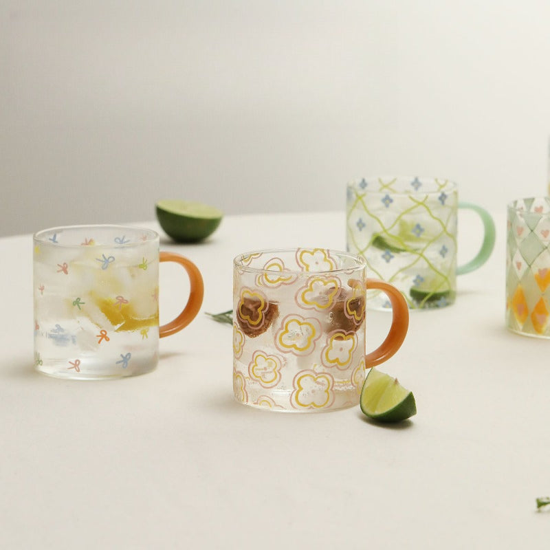 Patterned Clear Handled Mug