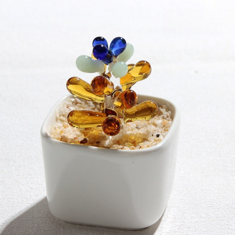 Glazed Cactus Glass Desk Ornament