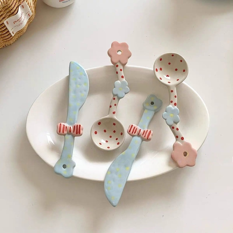 Polka Dot Ceramic Cutlery