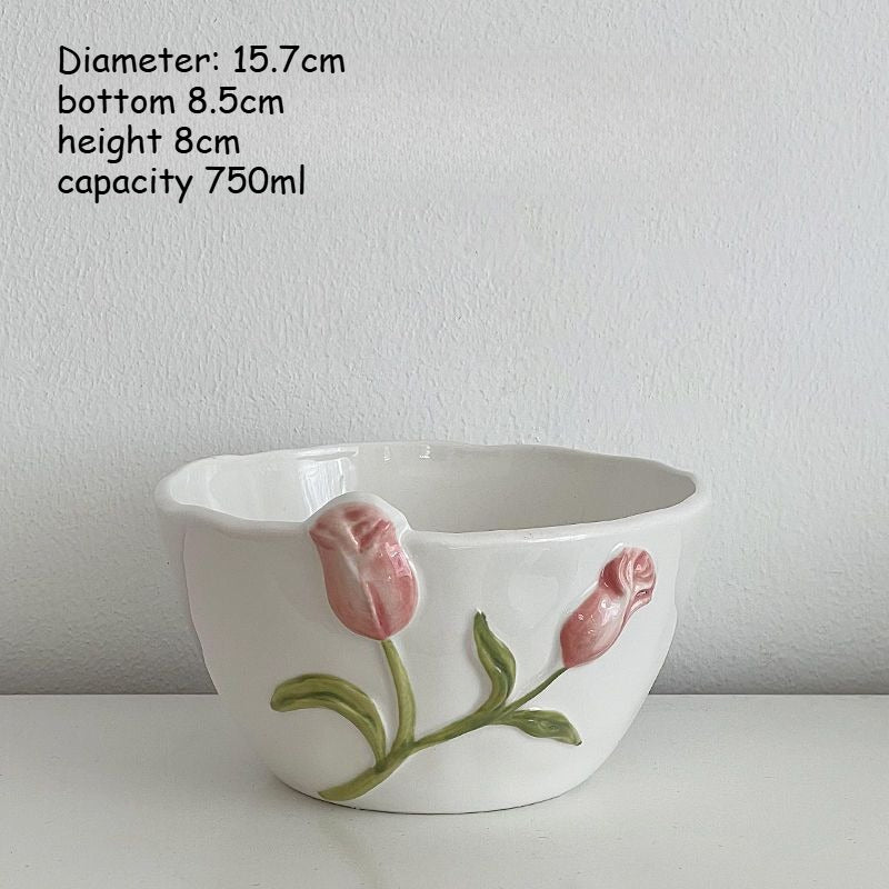 Embossed Tulip Ceramic Mug - Modomu