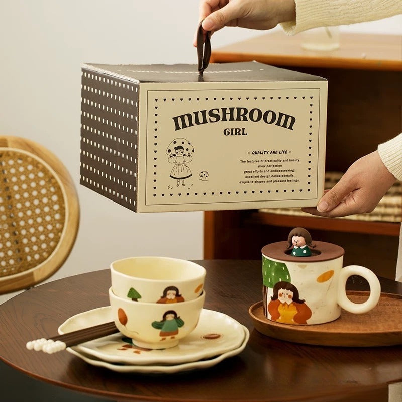 Retro Girl Ceramic Tableware Set - Modomu