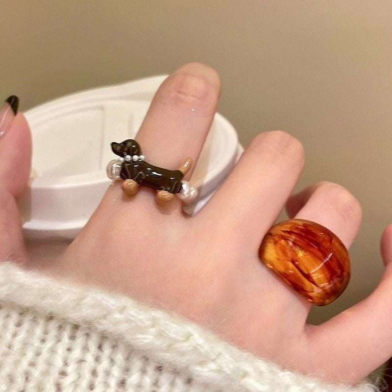 Cute Dachshund Pearl Ring - Modomu