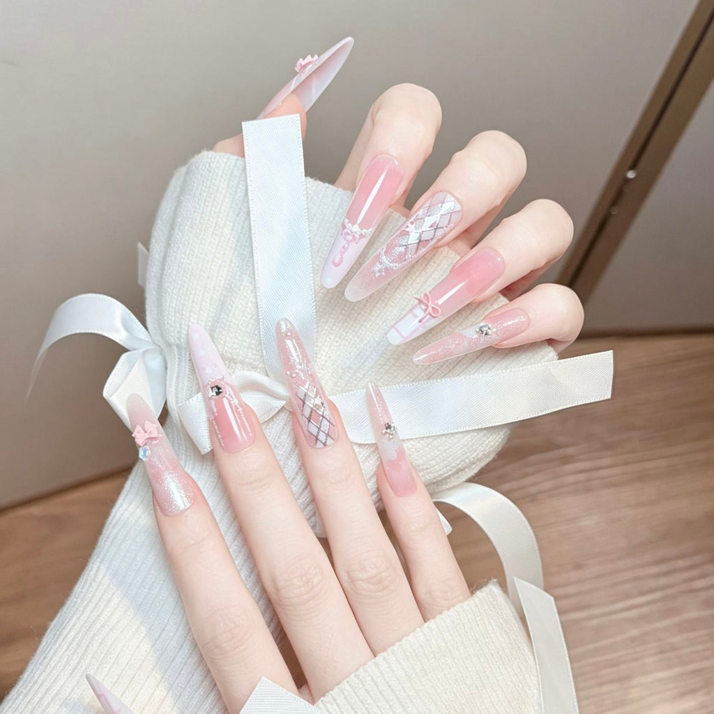 Ballet Bow Stiletto Press-On Nails