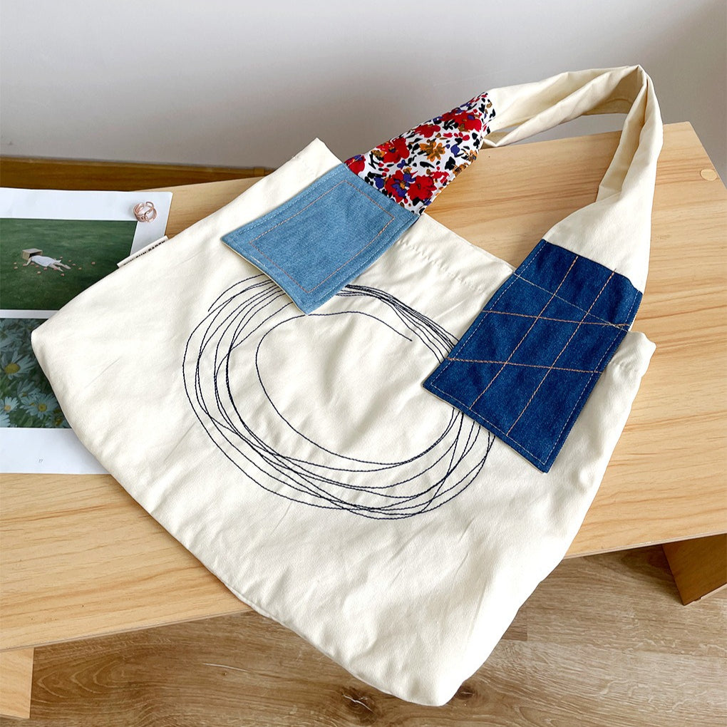 Canvas Shoulder Tote Patchwork