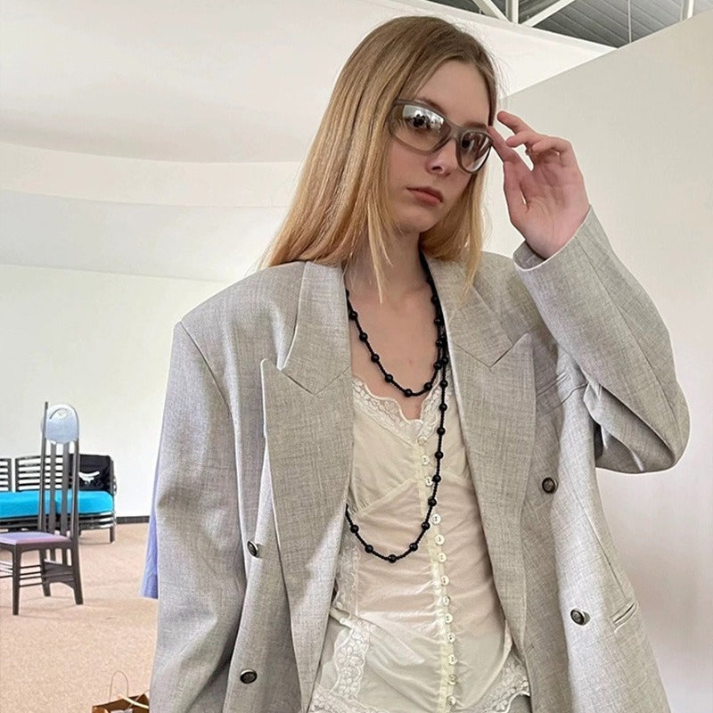 Black Agate Double-Layer Stacked Necklace