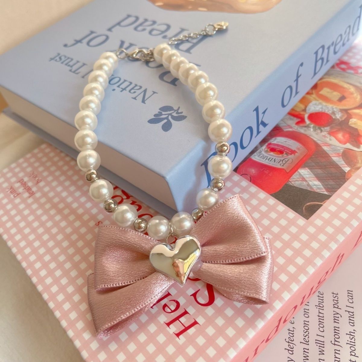 Pet Pearl Bow Necklace Collar