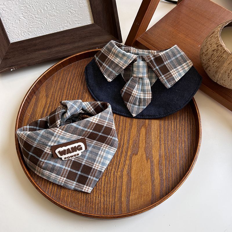 Pet Plaid Triangle Bandana Bib