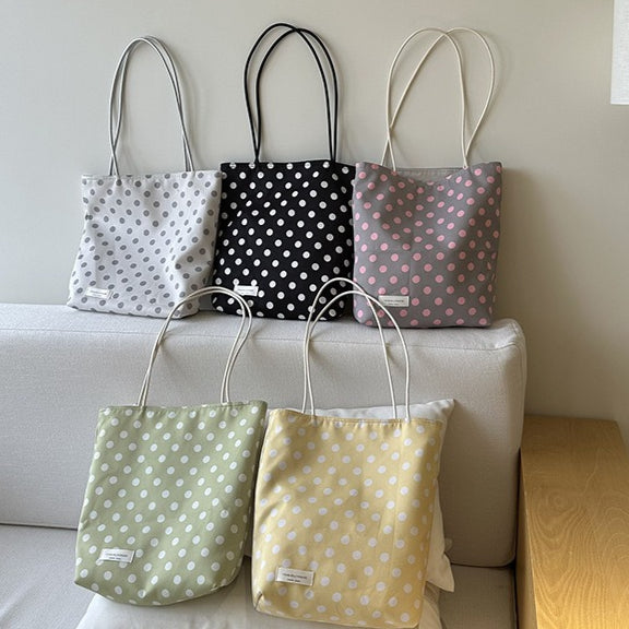 Polka Dot Canvas Tote