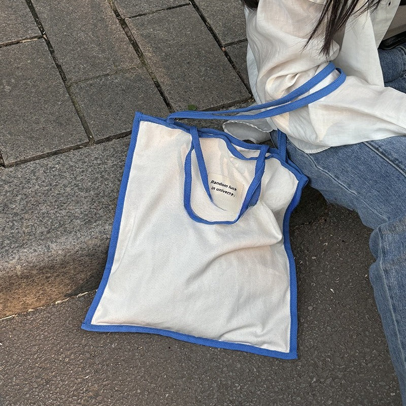 Contrast Trim Canvas Tote