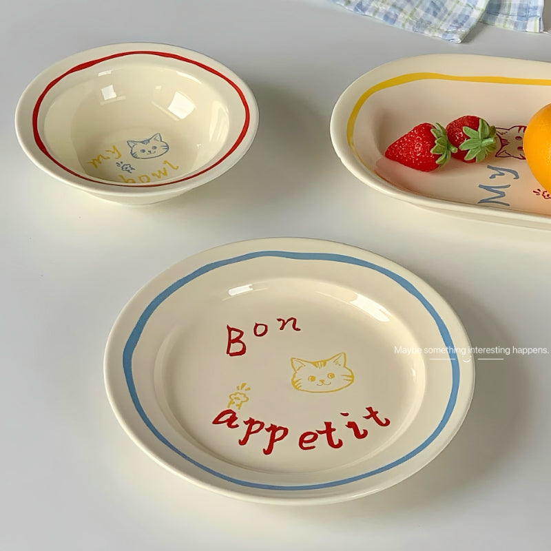 Ceramic Dessert Plate With Illustration