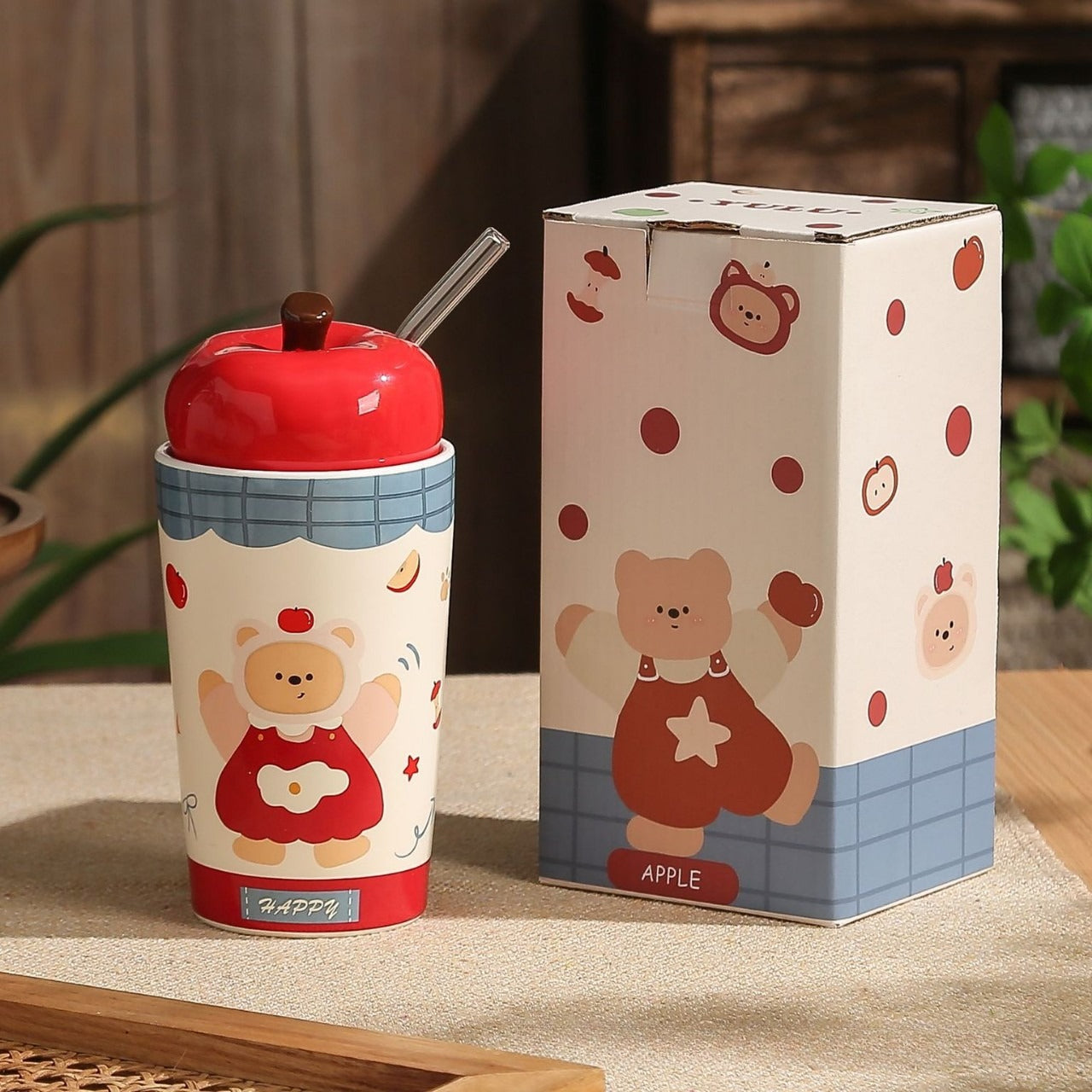 Ceramic Mug With Lid Straw - Modomu