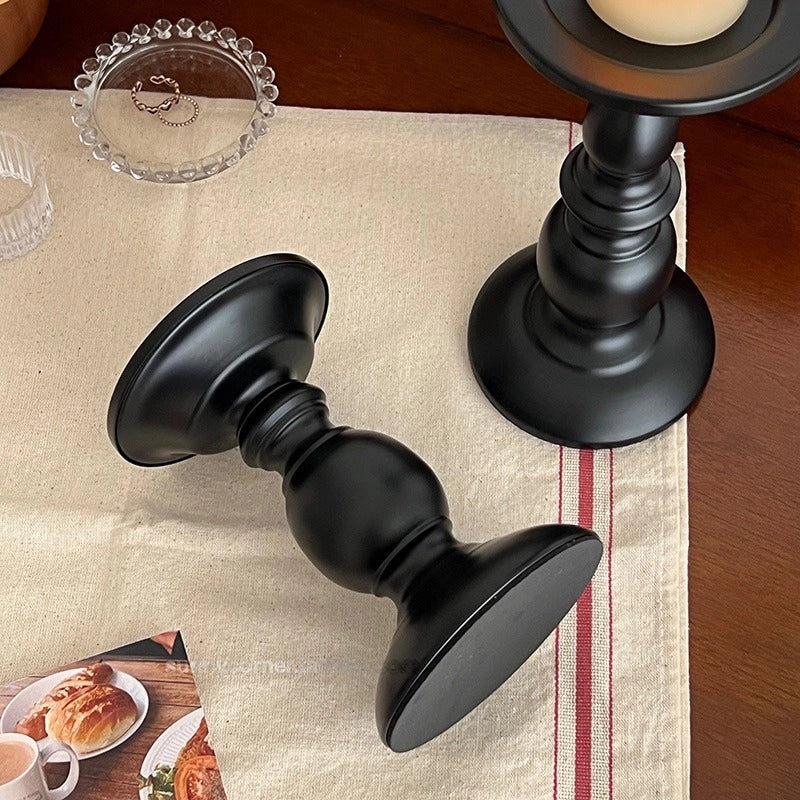 Retro Black Wrought Iron Candle Holder