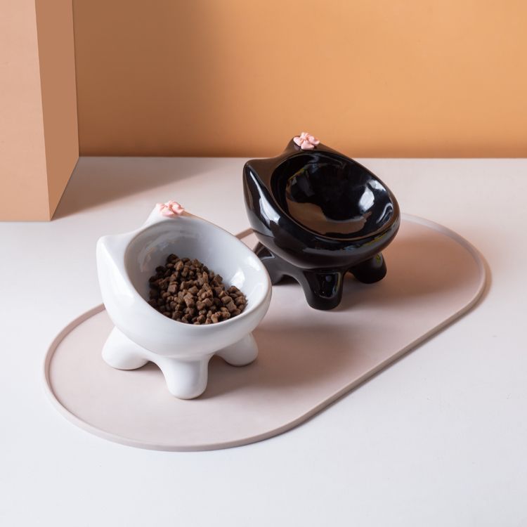 Ceramic Cat Elevated Pet Bowl