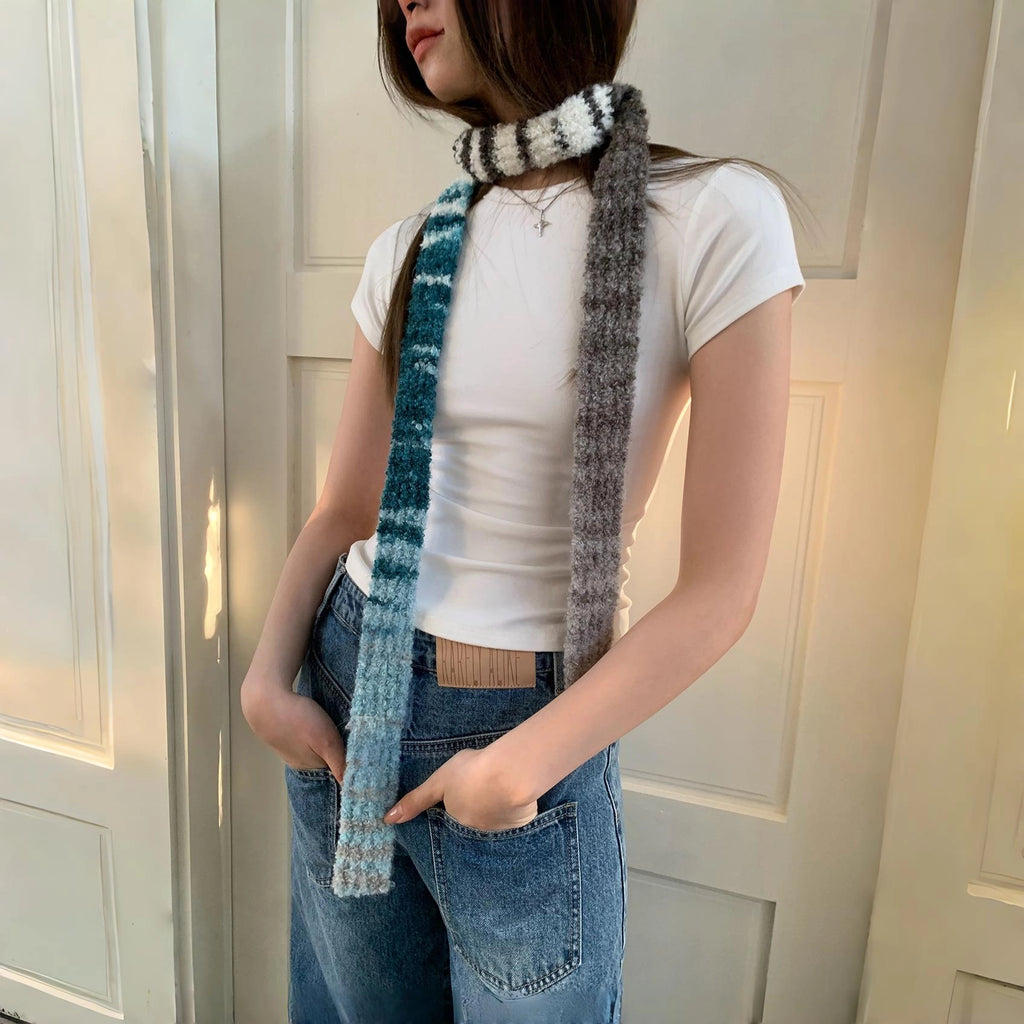 Rainbow Plush Y2K Scarf - Modomu