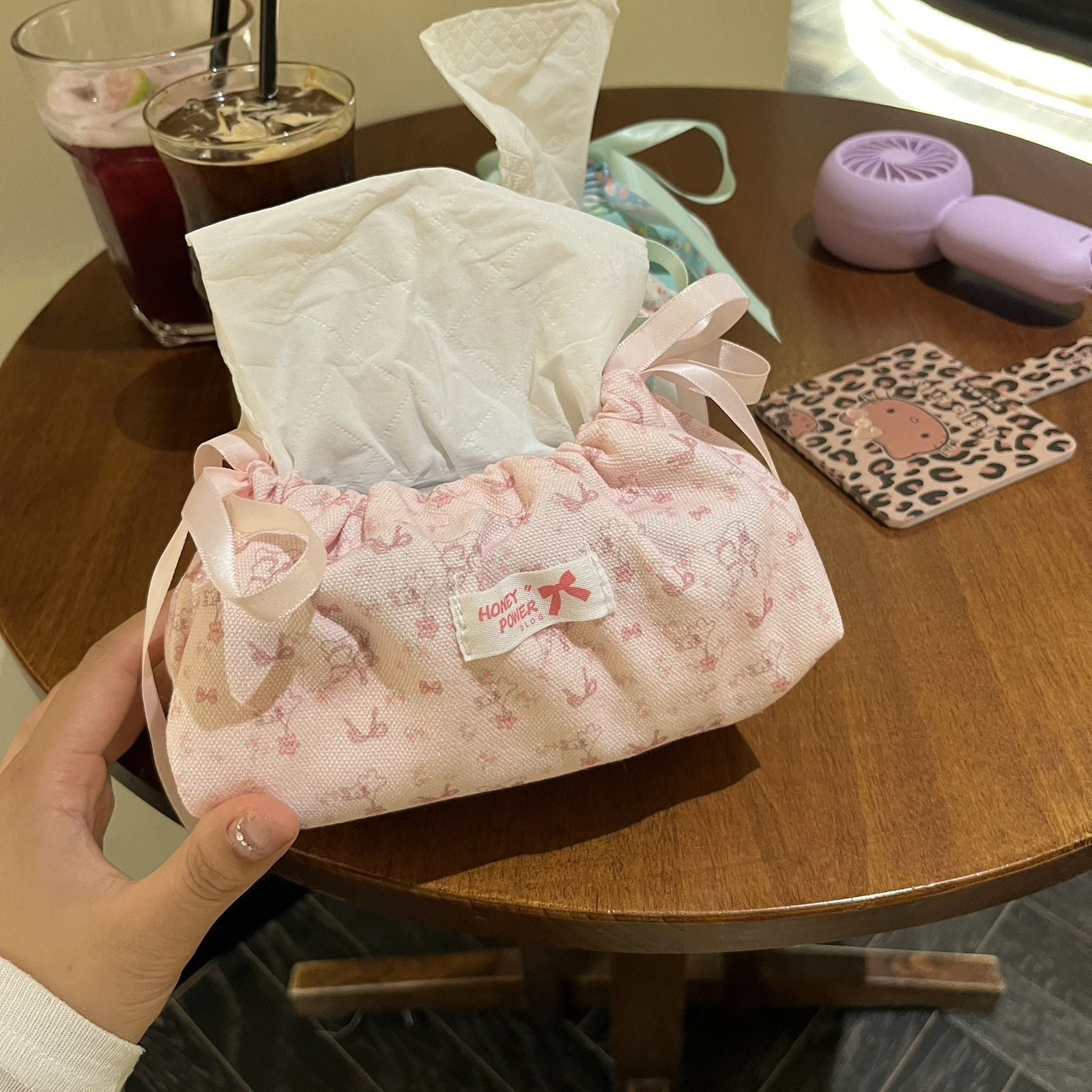 Polka Dot Drawstring Tissue Bag - Modomu