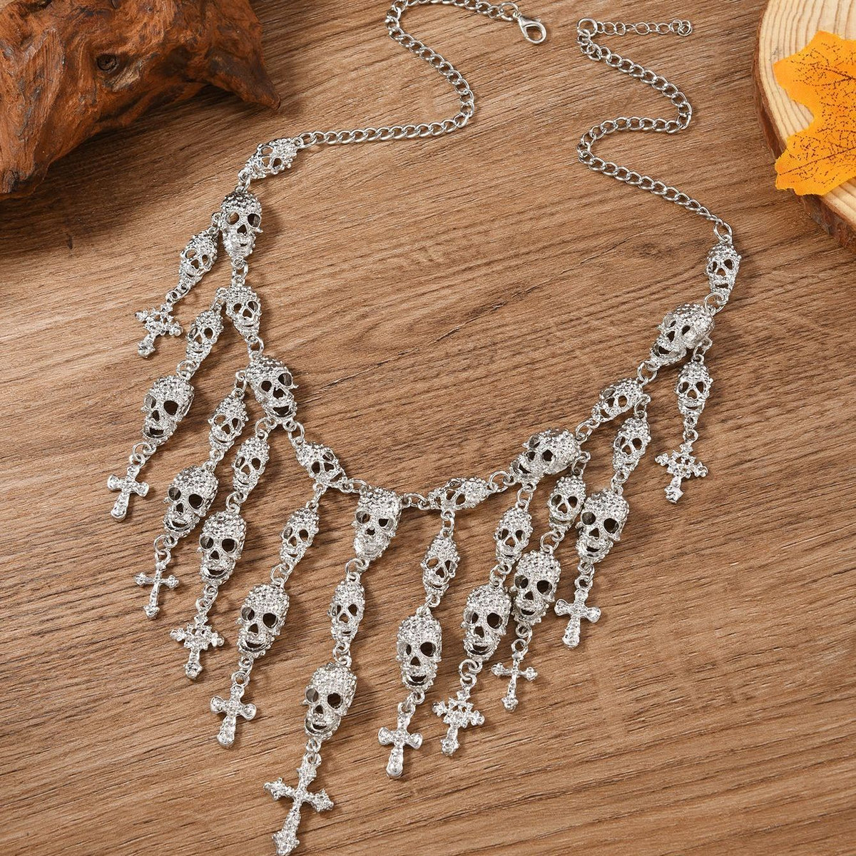 Layered Skull Bib Necklace