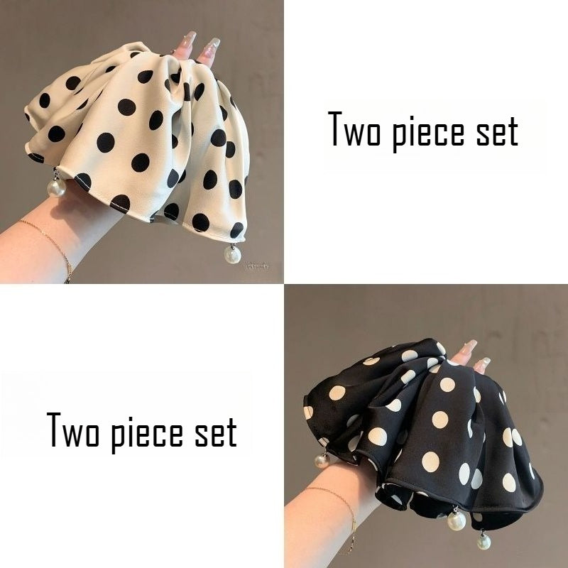 Polka Dot Satin Scrunchie