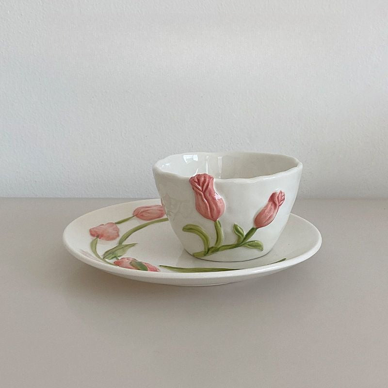 Embossed Tulip Ceramic Mug - Modomu