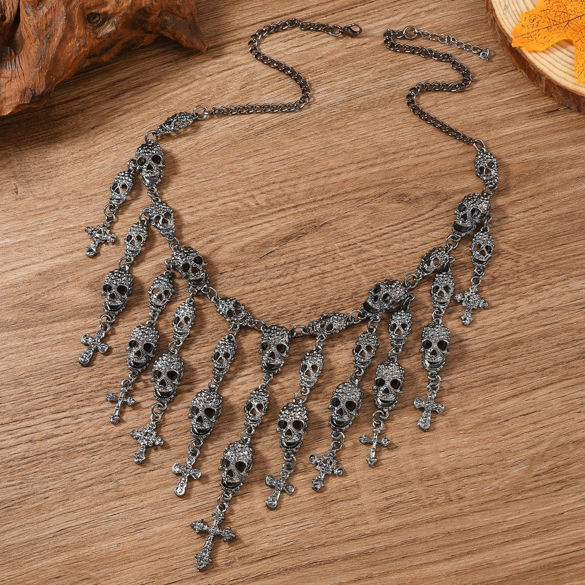 Layered Skull Bib Necklace