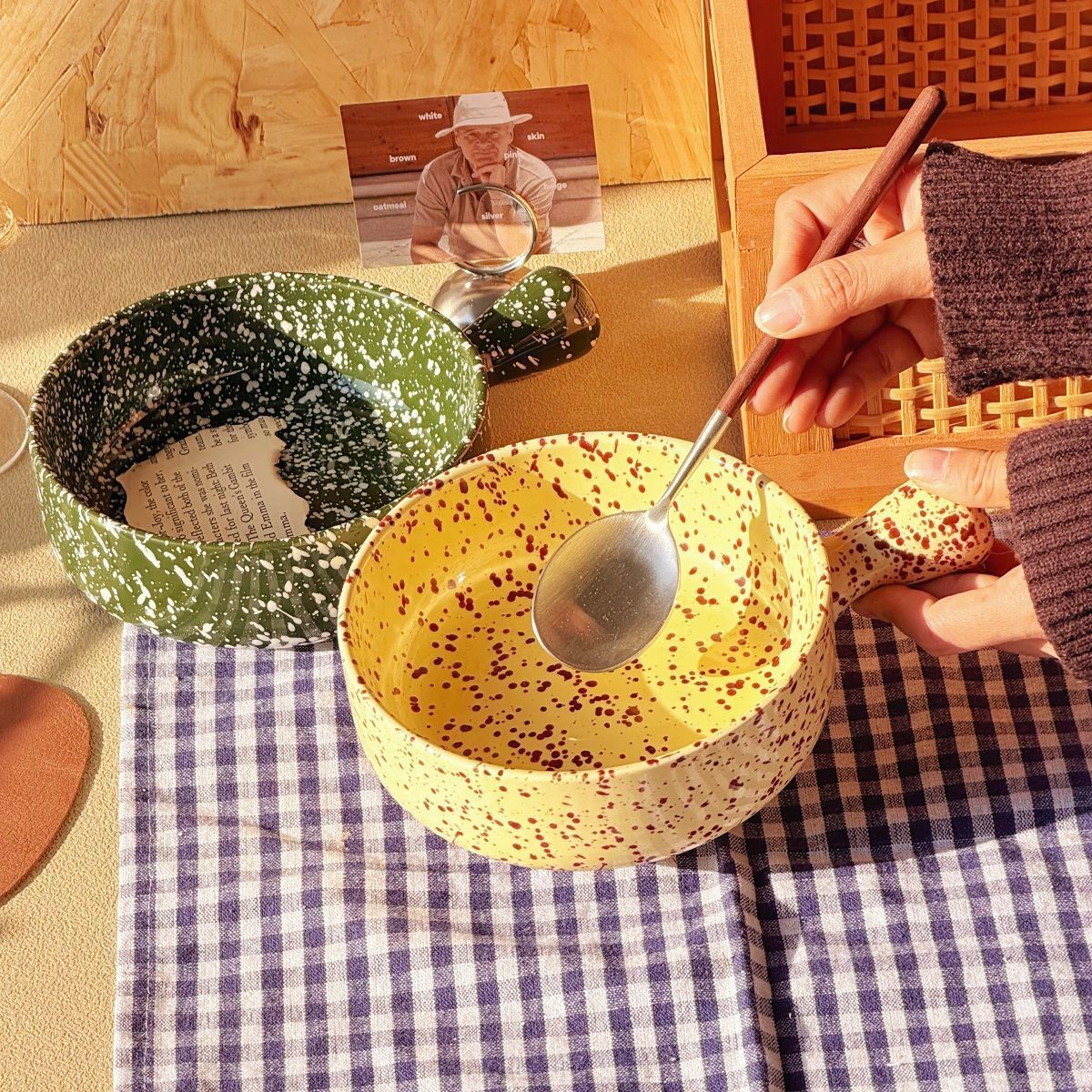 Ink Splatter Handled Noodle Bowl
