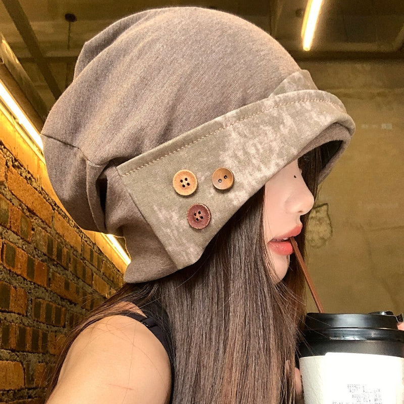 Button Detail Retro Pile Hat - Modomu