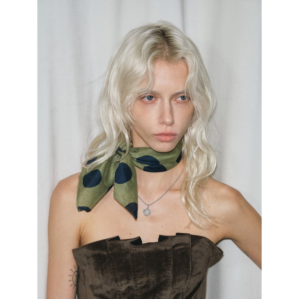 Green Polka Dot Silk Scarf