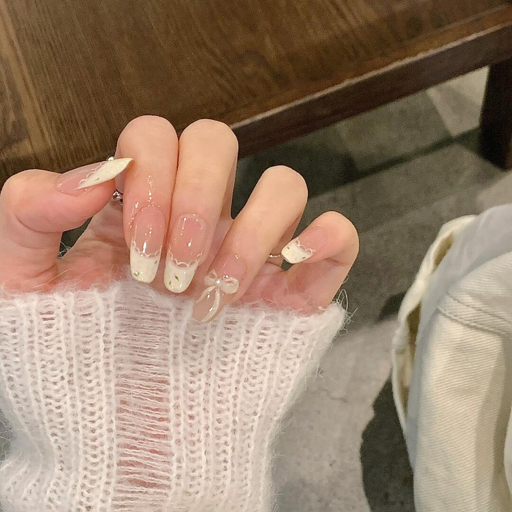 Handmade Ballet French Nail Set - Modomu