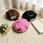 Faux Leather Pet Beret Hat