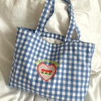 Plaid Canvas Shoulder Tote