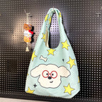 Cartoon Flocking Shoulder Tote