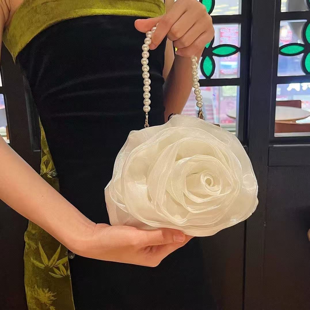 Camellia Pearl Accent Shoulder Bag - Modomu