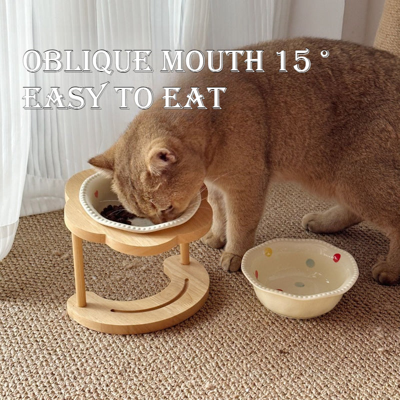 Ceramic Cat Bowl Elevated Stand