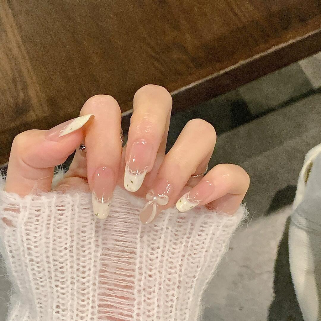 Handmade Ballet French Nail Set - Modomu