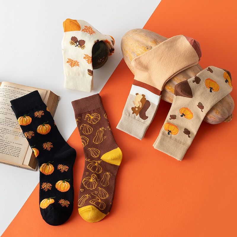 Autumn Pumpkin Crew Socks