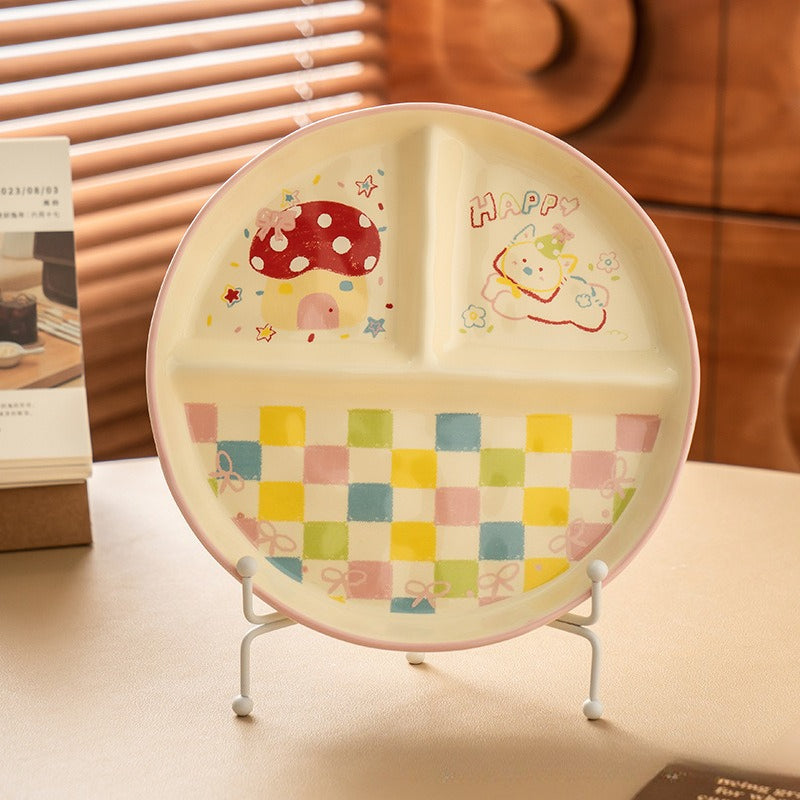 Cartoon Ceramic Grid Plate - Modomu