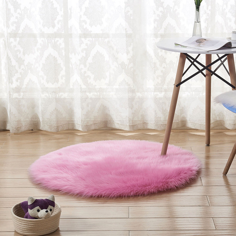 Plush Round Faux Fur Rug