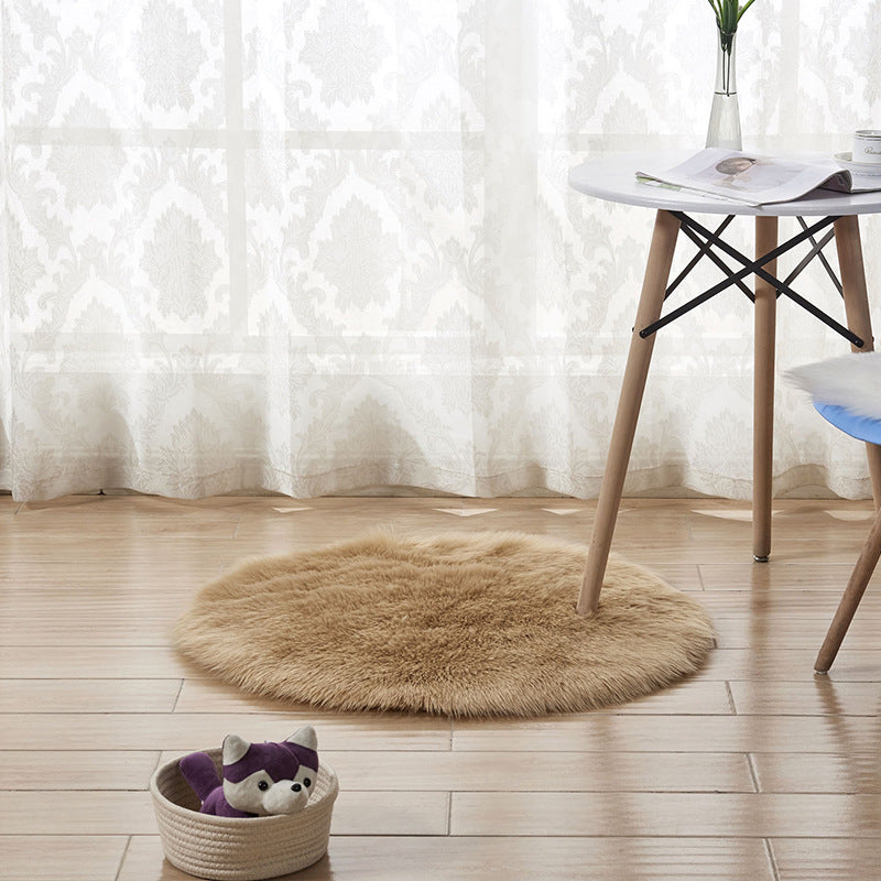Plush Round Faux Fur Rug